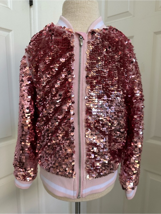 H&M Other - H&M Pink Sequin Unicorn Bomber Jacket in Size 4-5Y
